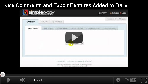 Simpleology Time Management - New Comments and Export Features Added to Daily Targets